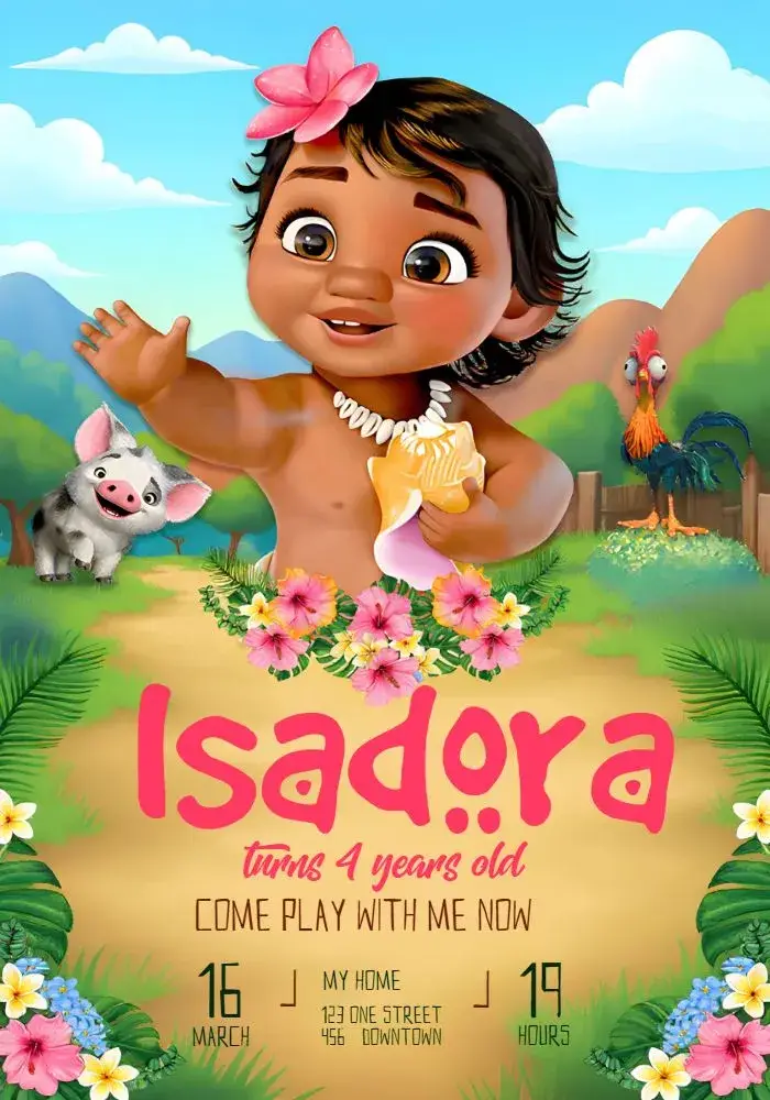 Moana Baby Girl invitation