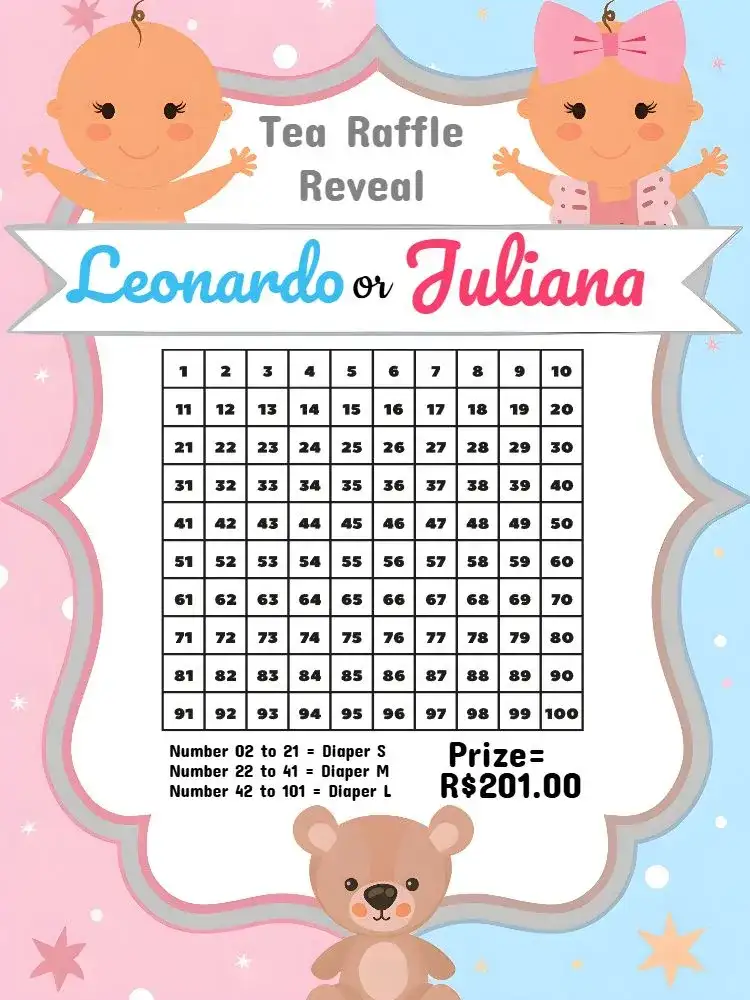 Tea Raffle Babies Gender Reveal