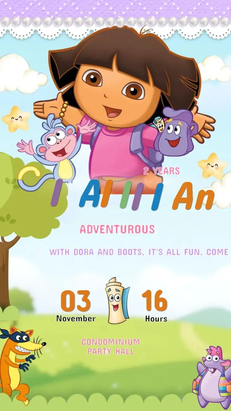 Invitation Children's Birthday Dora the Explorer