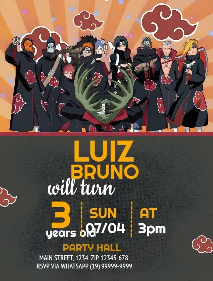 Naruto Dark Akatsuki Anime invitation