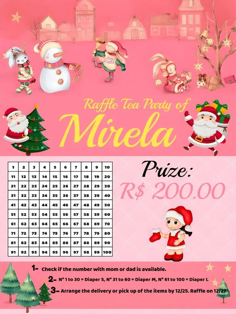 Gray Christmas Raffle Tea invitation