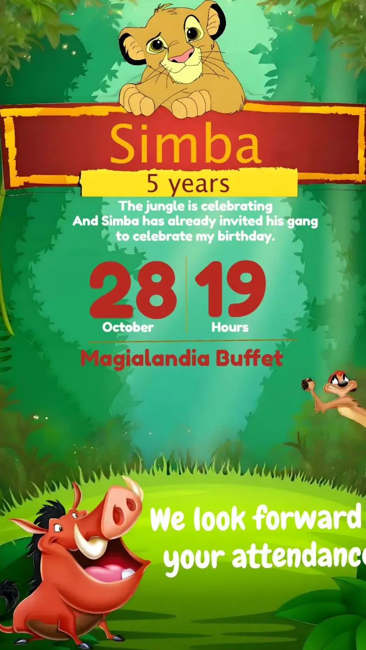 Lion King Reileão invitation