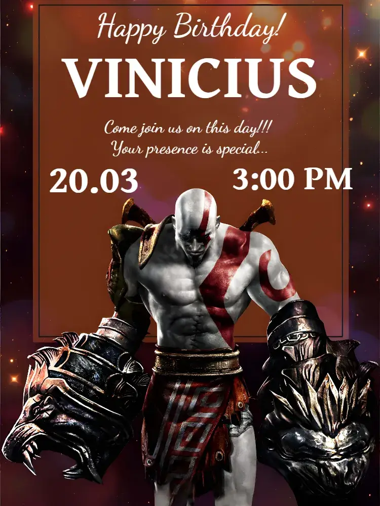 God Of War Kratos invitation