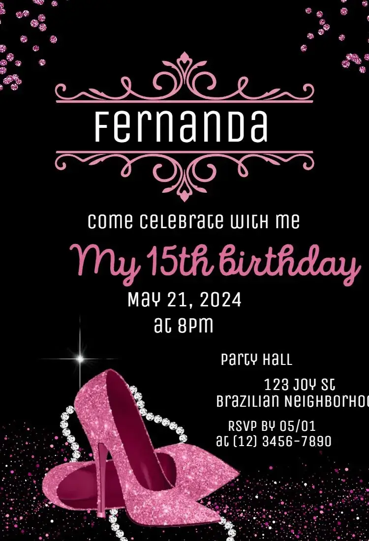 Debutante 15 years Shoe invitation