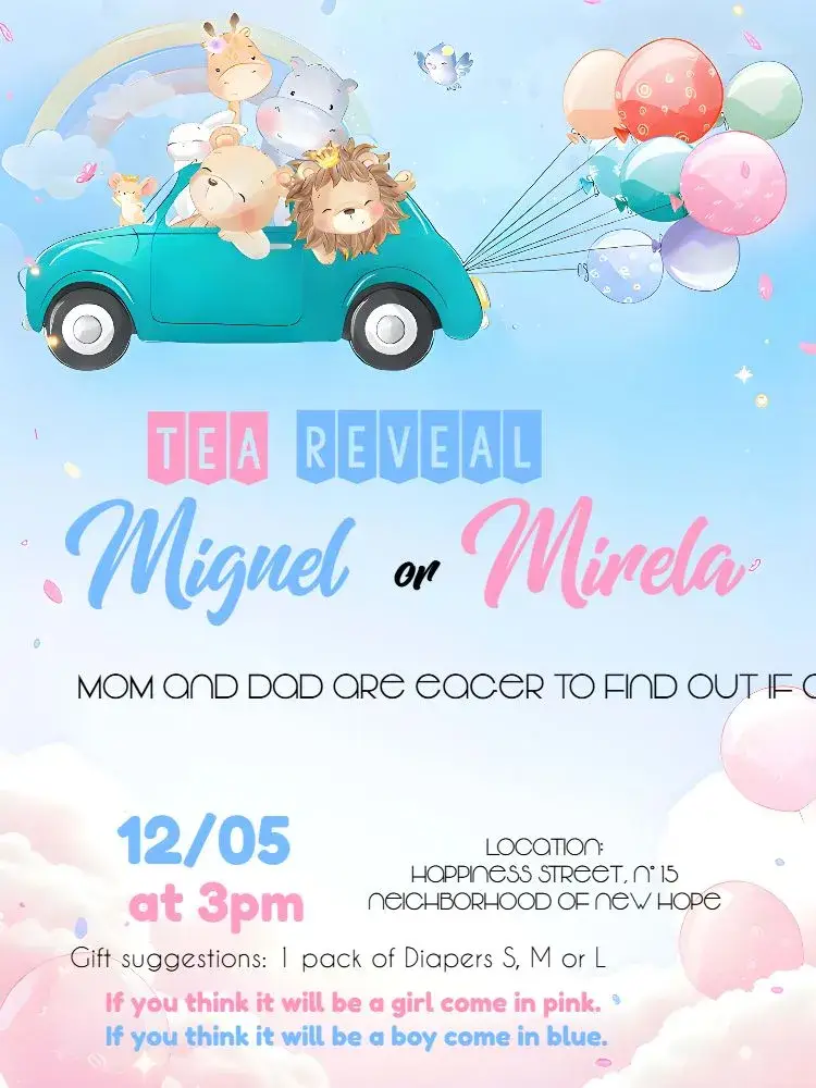 Safari Giraffe Gender Reveal invitation