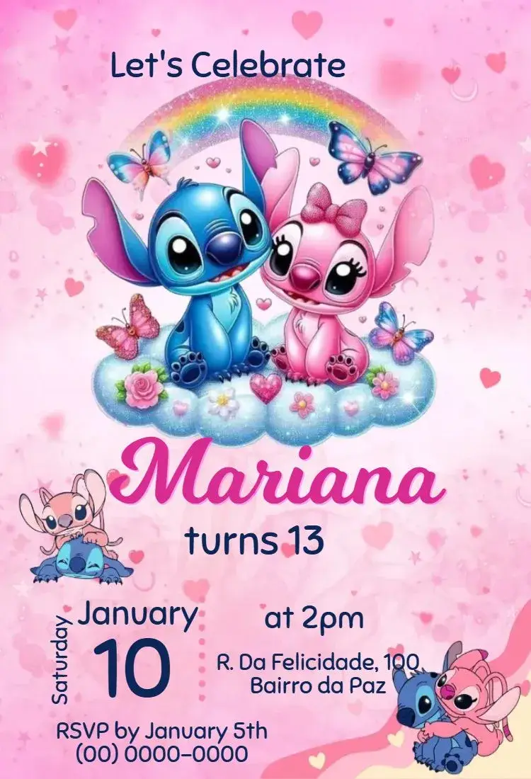 Bluey and Angel invitation