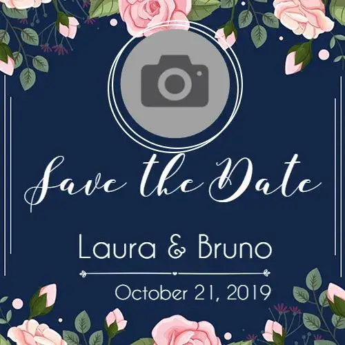 Invite Save The Date Blue Flowers Adult editable and customizable