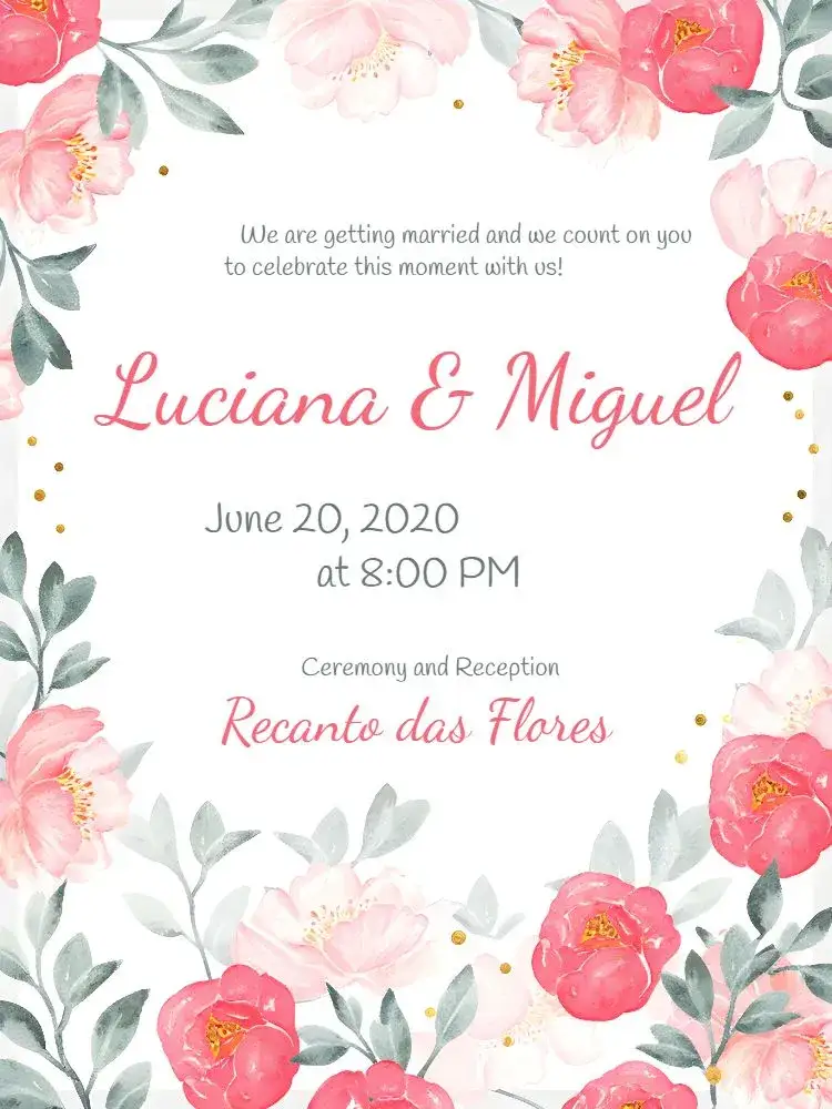 Invitation Watercolor Floral Pink Wedding – Wedding theme floral, watercolor, romantic, elegant, sustainable, modern