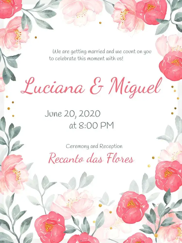 Watercolor Floral Pink Wedding invitation