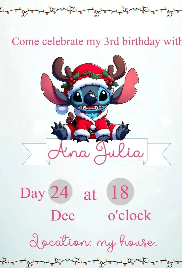 Invitation Stitch Invitation – Kids' Birthday Party theme colorful, fun, themed, youthful, modern