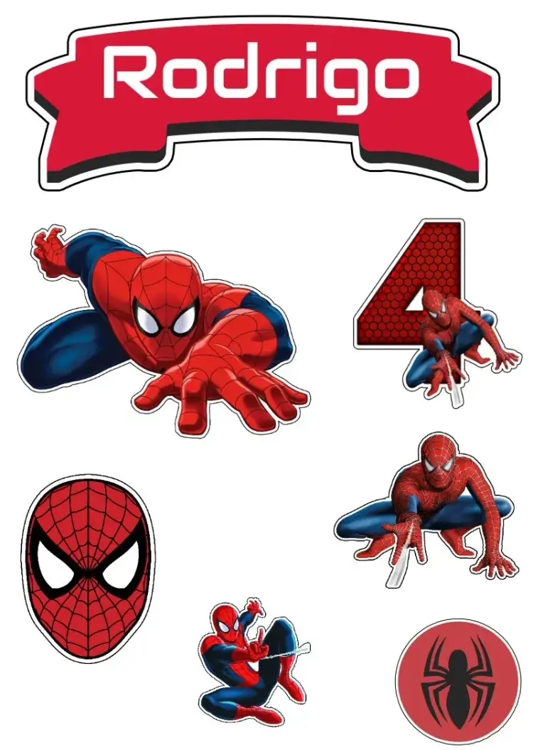 Invitation Spider-Man Cake Topper Print – Cake topper theme red, blue, superhero-themed, fun, colorful, childish