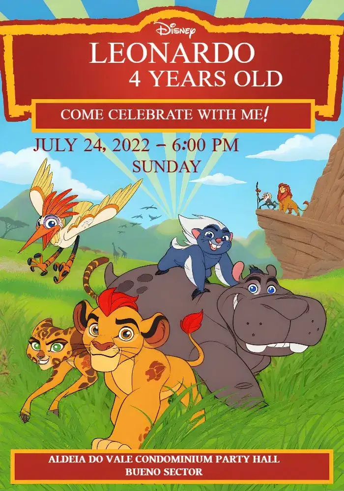 Invitation The Colorful Lion Guard – Most searched for theme colorful, fun, childish, themed, cheerful