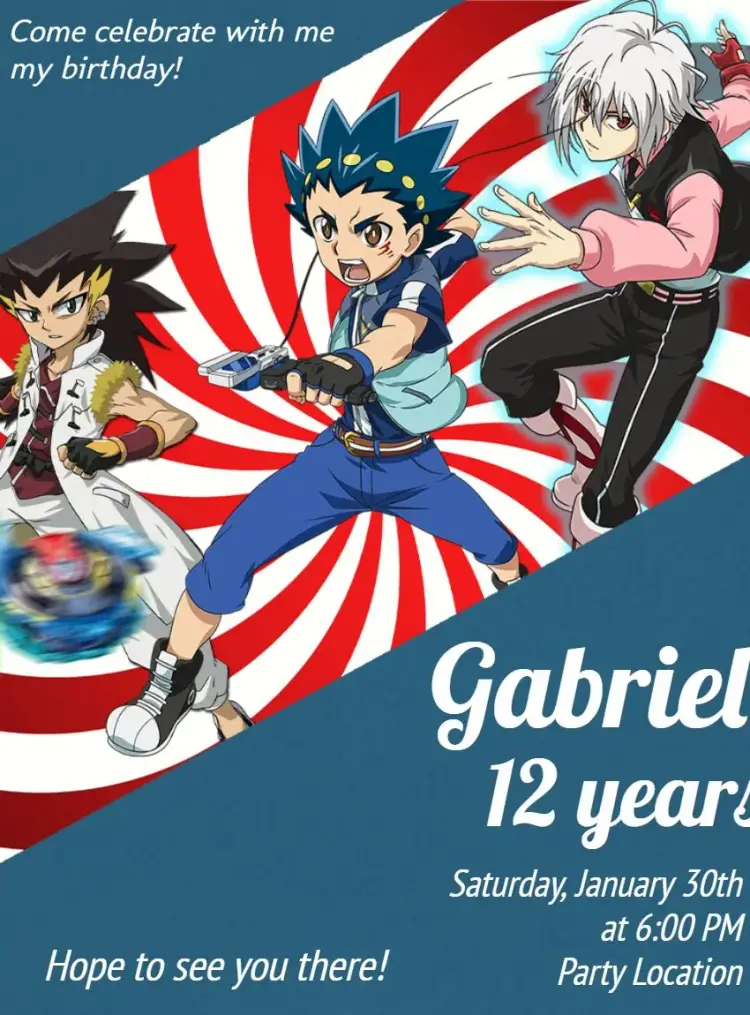 Beyblade Anime invitation