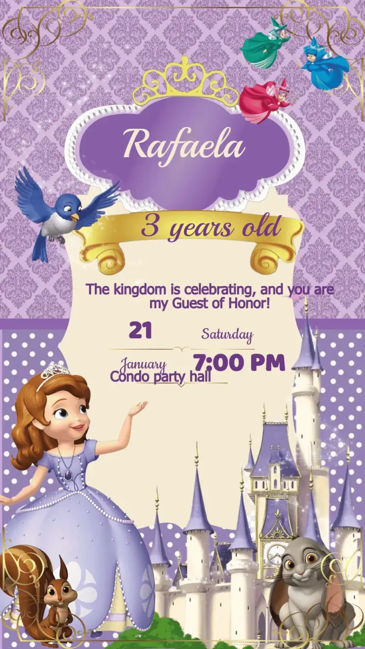 Princess Sofia Birthday Invitation