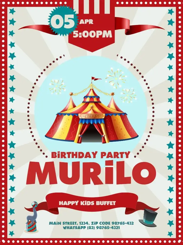 Red Clear Circus invitation