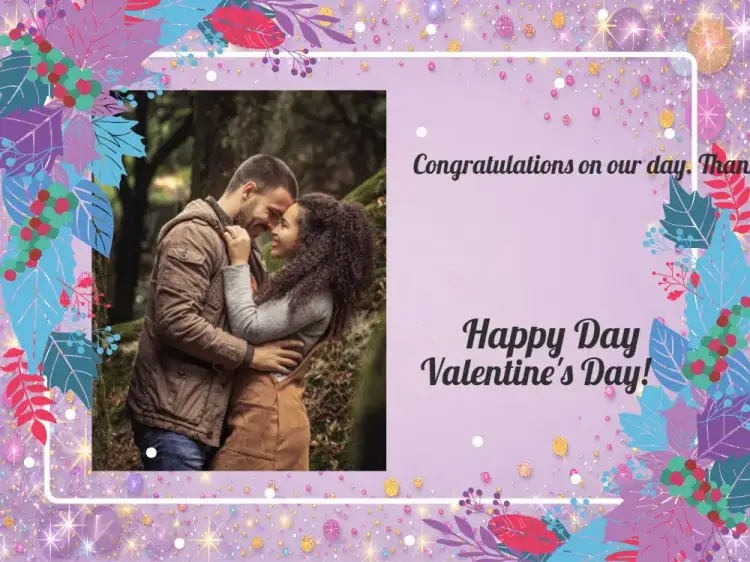 Invitation Valentine's Day Card With Photo Greetings – Commemorative Dates theme modern, loving, floral, romantic, colorful