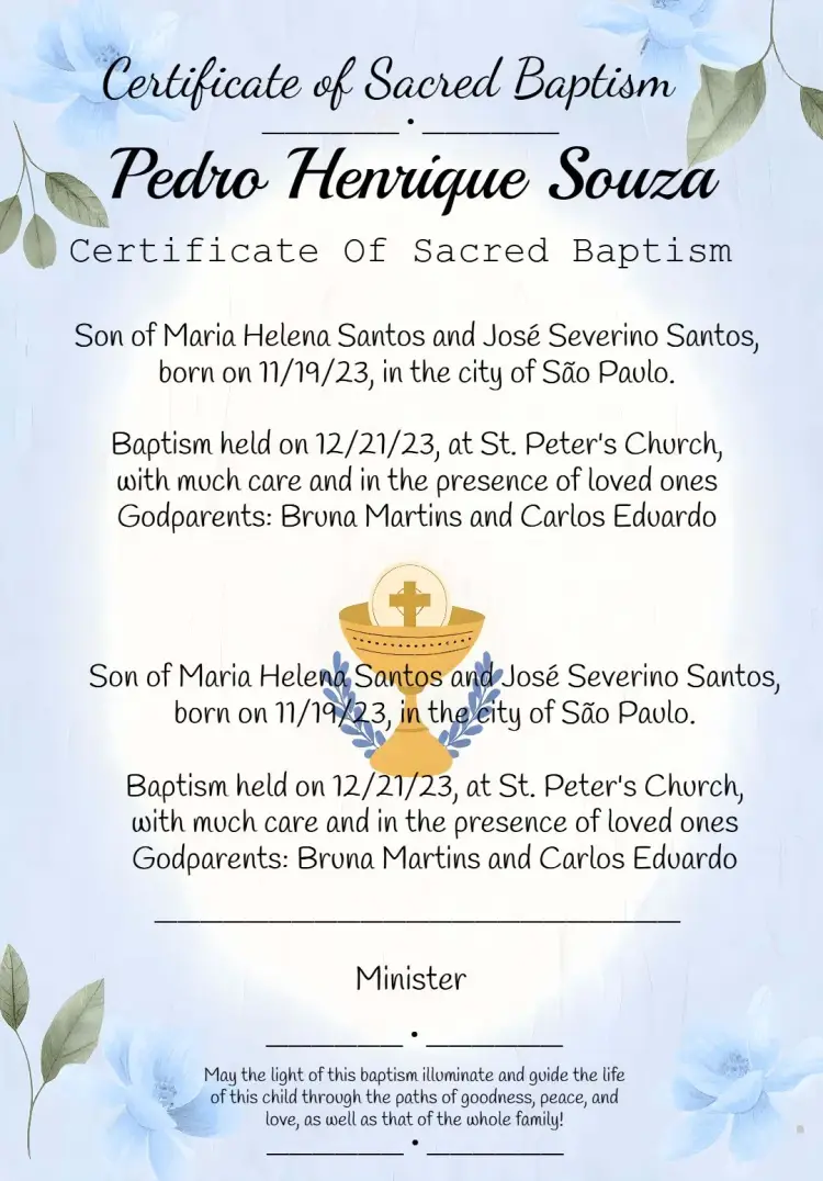 Baptism Ceremony Certificate invitation