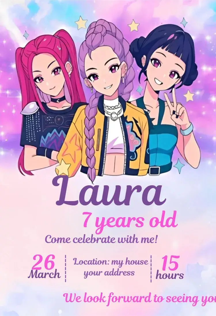 Invite Warriors of Kpop 8 editable and customizable