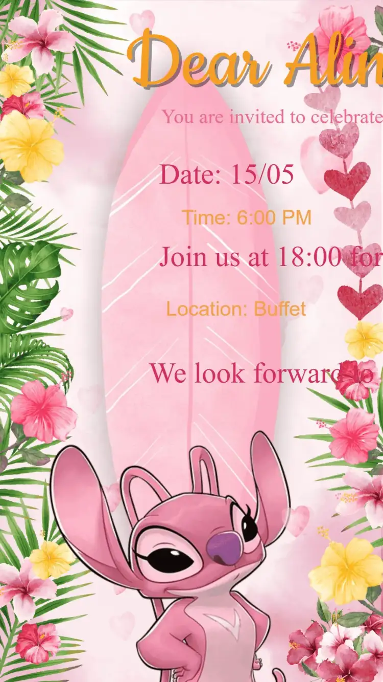 Invitation Angel Birthday Invitation – Kids' Birthday Party theme tropical, colorful, fun, beach, Disney, modern