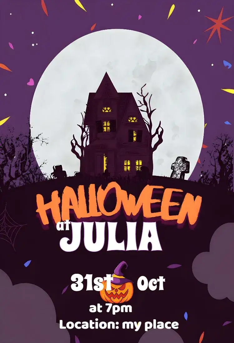 Invitation Halloween Witches – Commemorative Dates theme vintage, gothic, colorful, whimsical, dark, illustrative
