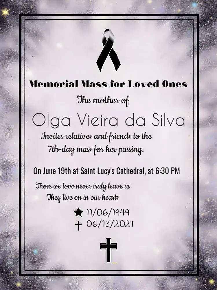 Invitation For Funeral Mass Message – Commemorative Dates theme gray, black, minimalist, sober, elegant