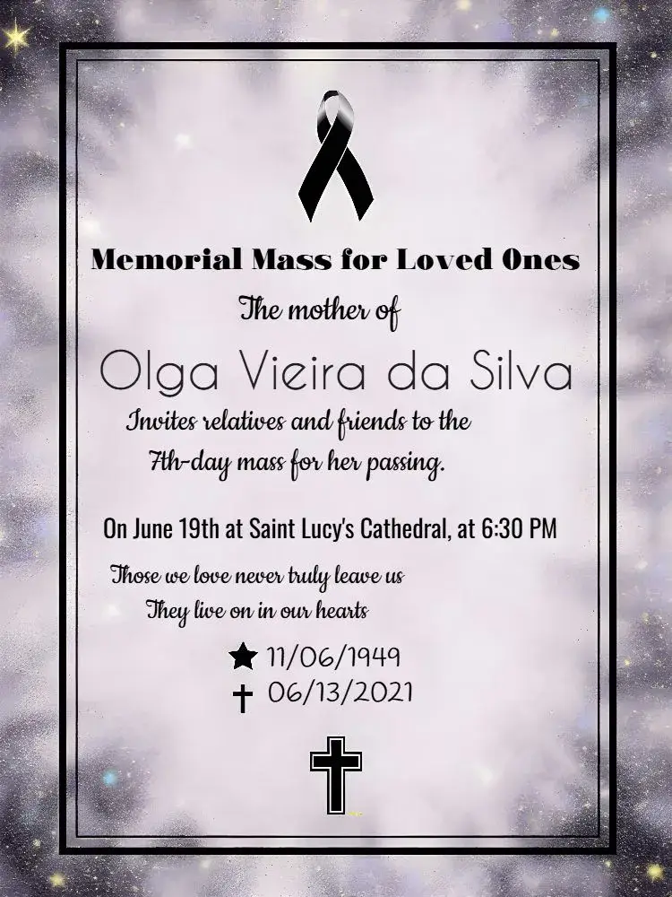 For Funeral Mass Message invitation