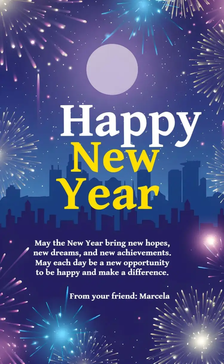 Invitation Happy New Year Union Card – Commemorative Dates theme golden, sparkle, modern, festive, colorful