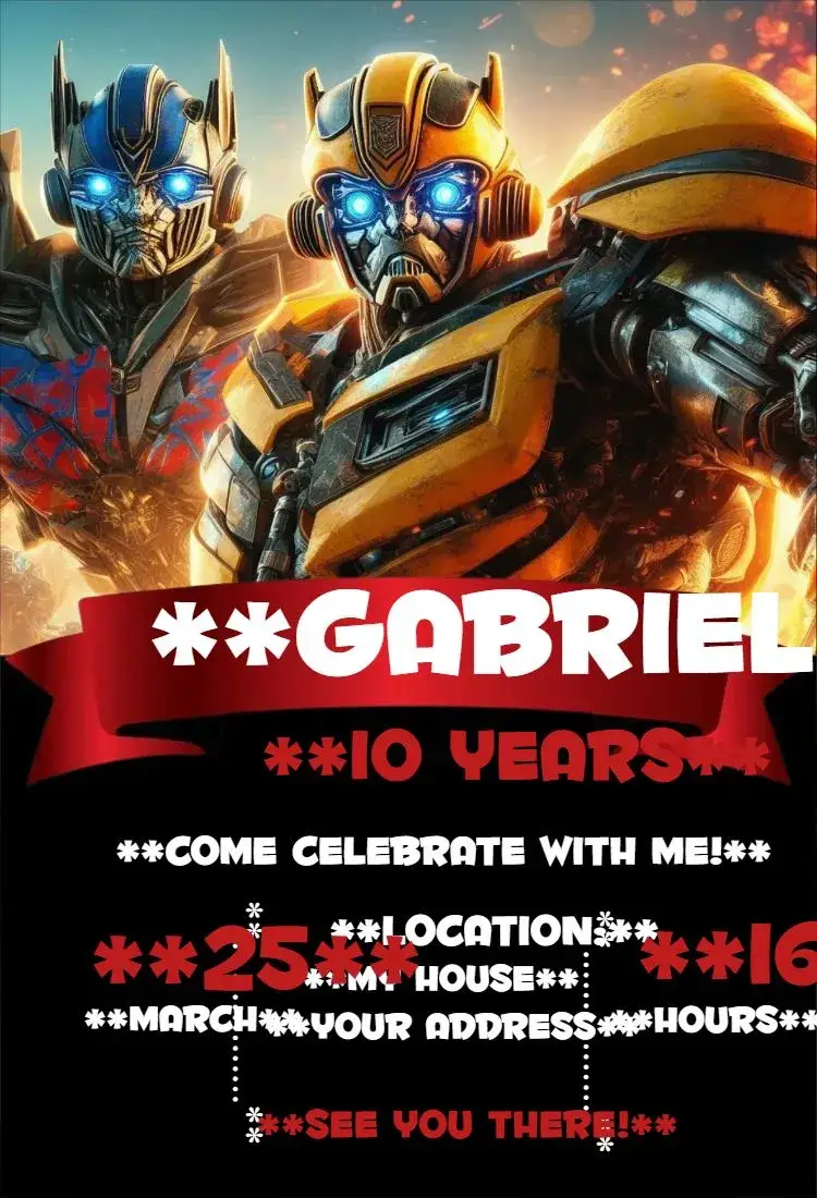 Transformers 1 invitation