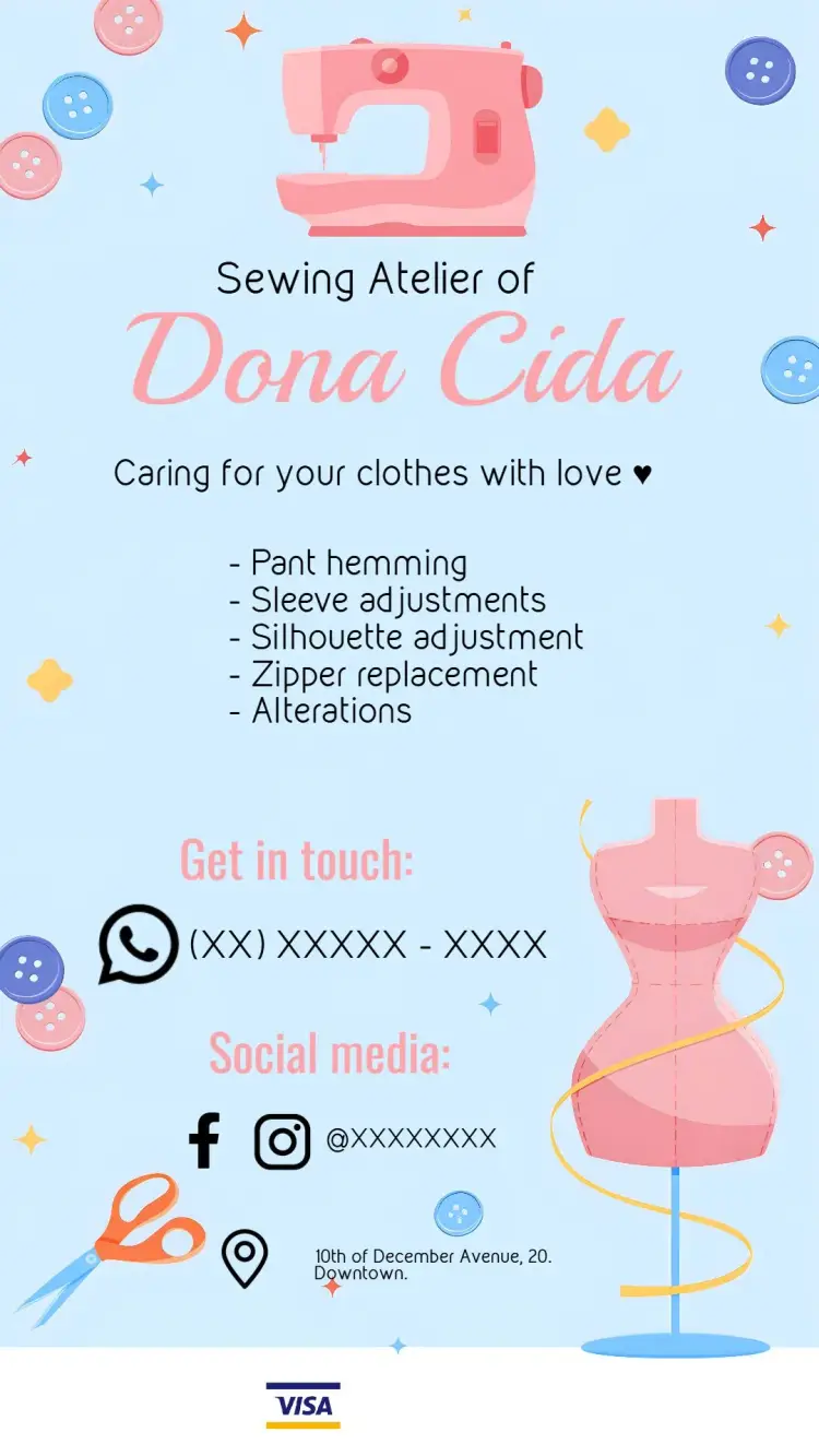 Digital Sewing Atelier Business Card invitation