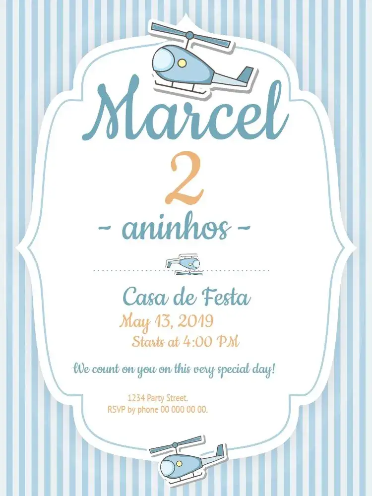 Invitation Baby Helicopters ā Diaper Shower theme stripes, blue, childlike, modern, airy, fun
