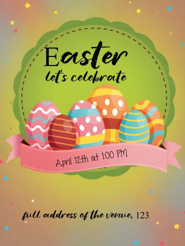 Invitation Easter Eggs – Commemorative Dates theme colorful, fun, childish, Easter, bunny, eggs