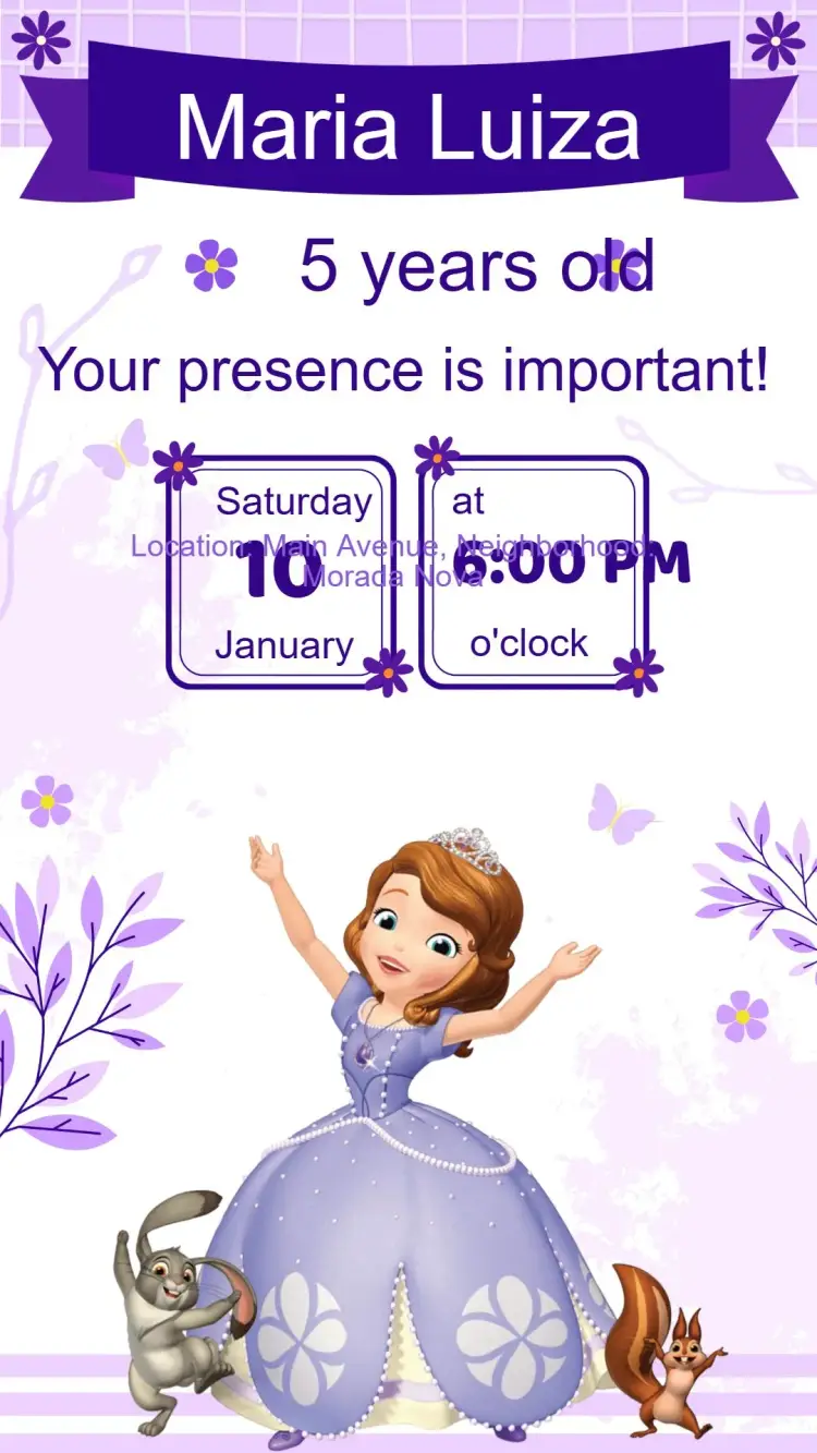 Princess Sofia Birthday Invitation