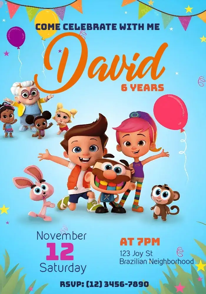 Invitation João Comilão Children – Commemorative Dates theme colorful, fun, childish, cheerful, playful