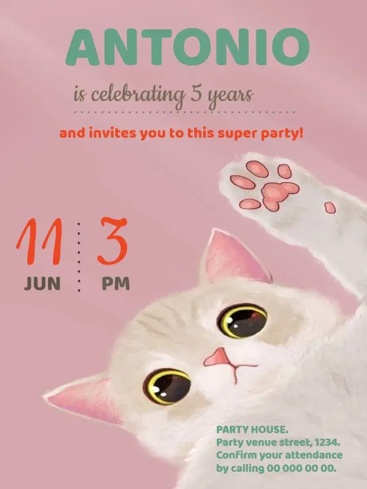 Green Editable Kitten invitation