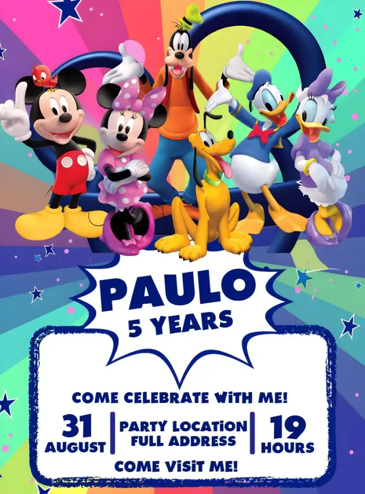 Colorful Mickey Gang invitation