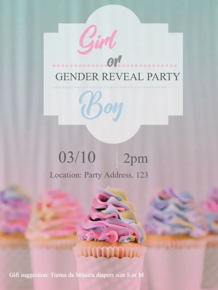 Invitation Baby Shower Gender Reveal Whatsapp – Gender Reveal theme blue and pink, children's, modern, fun, customized