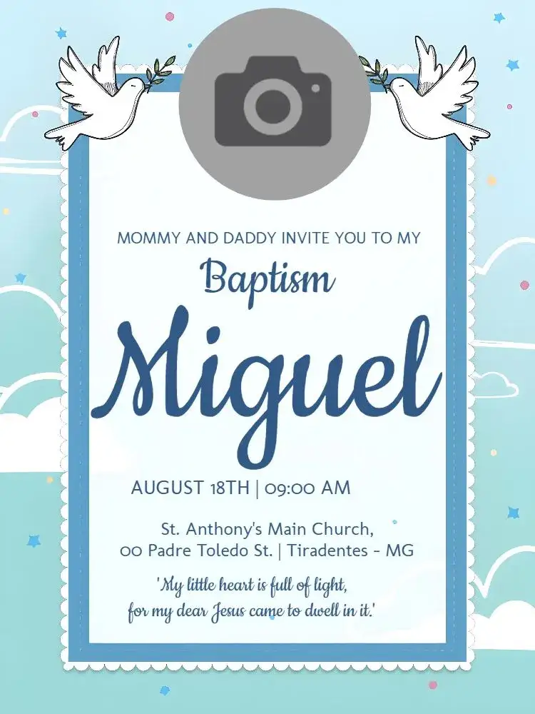 Invitation Baptism With Photo Little Angels – Baptism theme angels, blue, children's, illustration, welcoming, fun