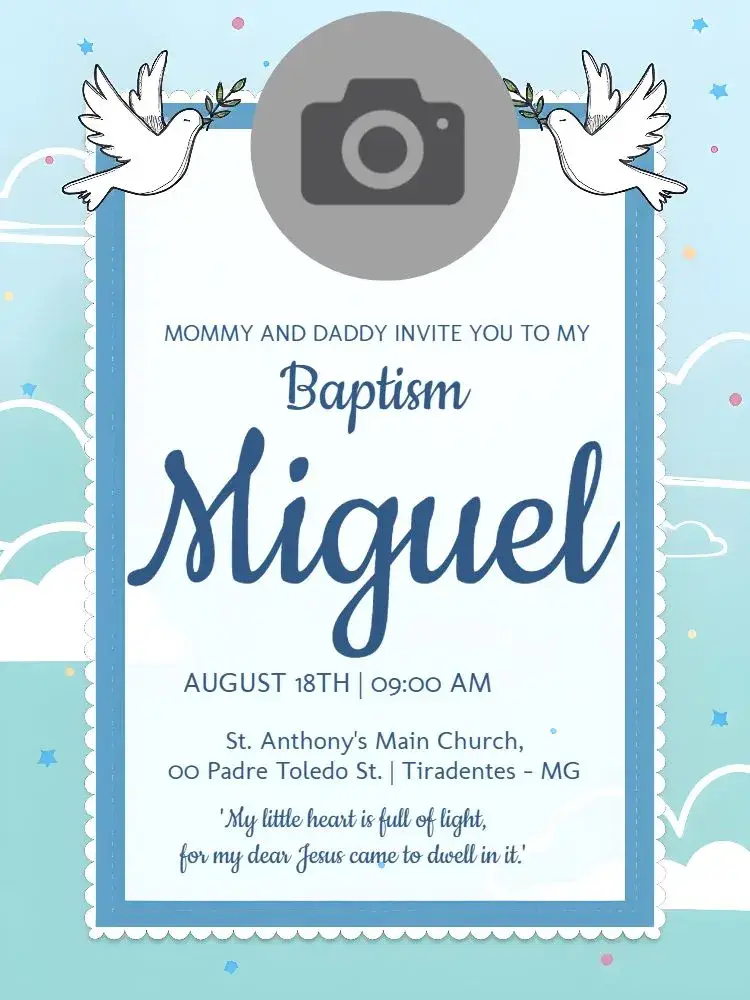 Baptism With Photo Little Angels invitation