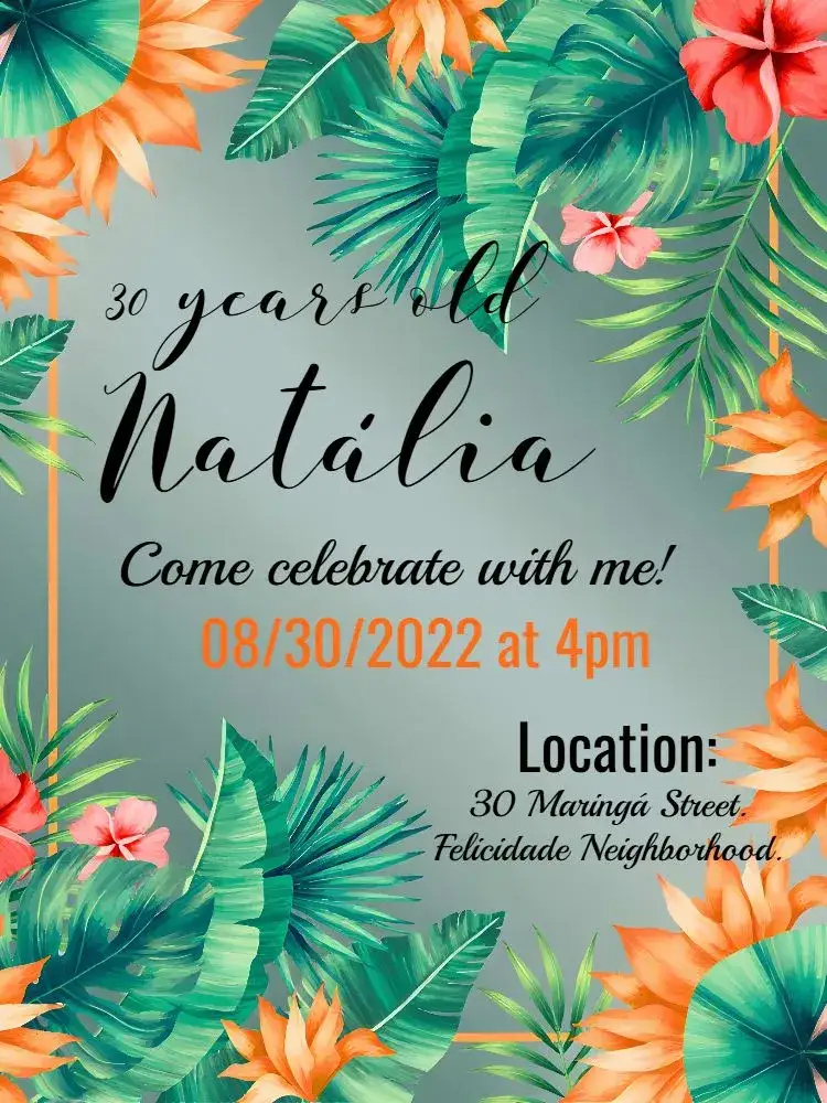 Invitation Tropical Aloha – Birthday theme tropical, floral, vibrant, delicate, modern, summer