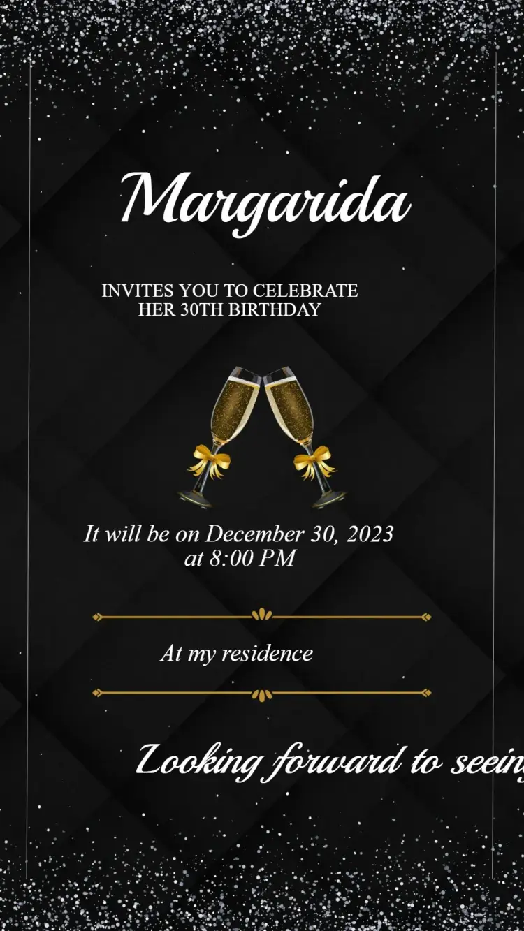 Invite Black and Gold Birthday Invitation editable and customizable