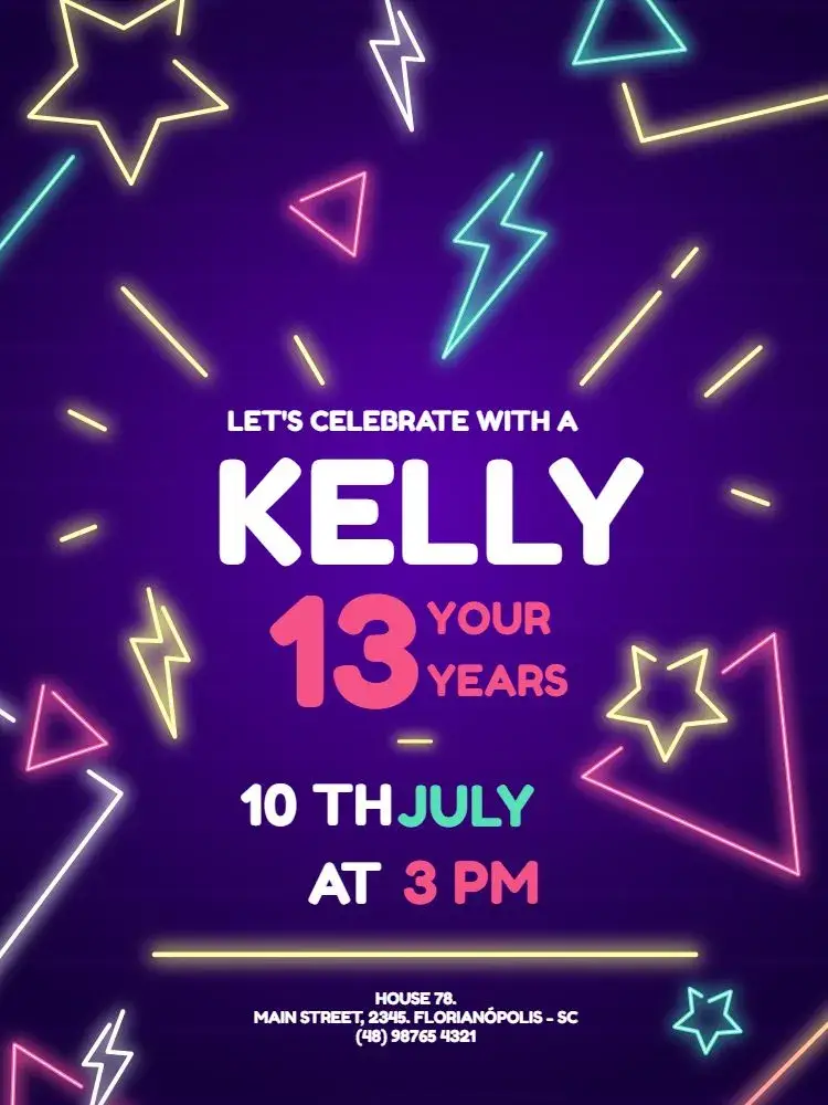 Dark Neon Party invitation