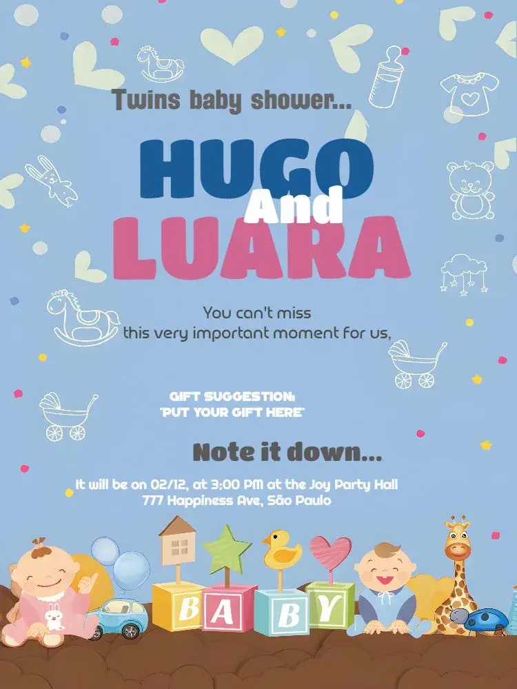 Twin Baby Shower invitation