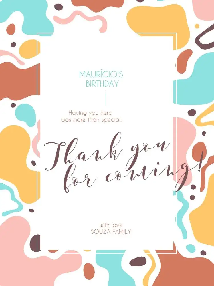 Modern Party Thank You Card
