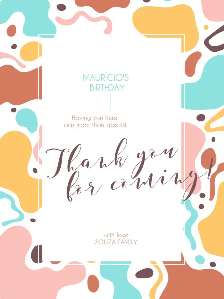 Invitation Modern Party Thank You Card – Card theme modern, colorful, clear, elegant, fun