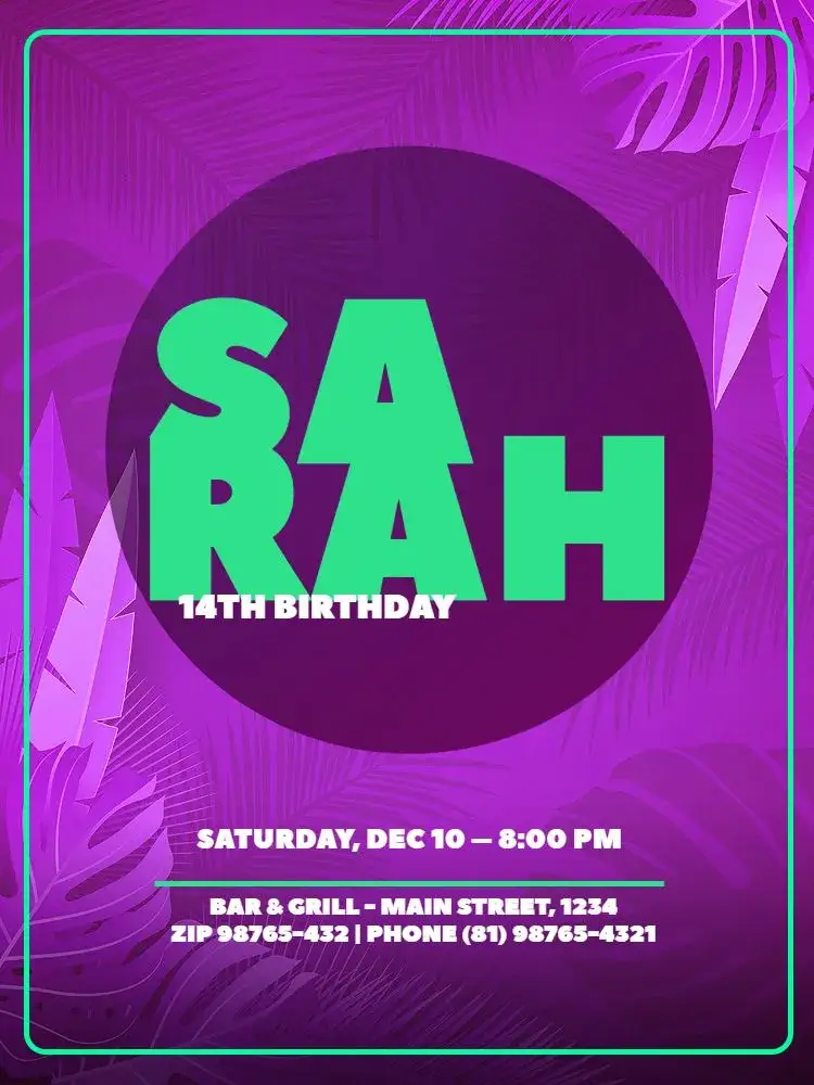 Young Female Purple Modern invitation