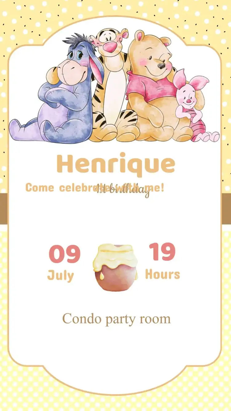 Winnie the Pooh Birthday Invitation