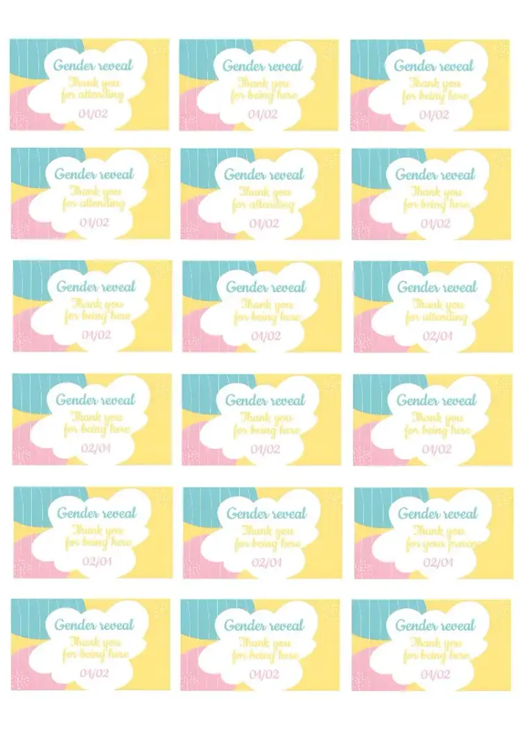 Stripe Gender Reveal Tea Tag invitation