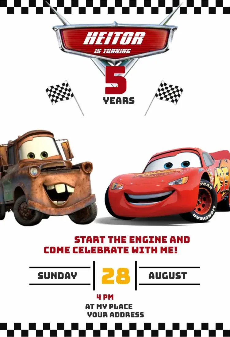 Invite Cars 4 editable and customizable