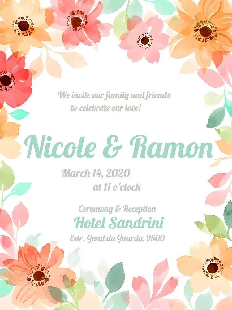 Invitation Floral Wedding - Colorful – Wedding theme floral, colorful, watercolor, romantic, modern, nature