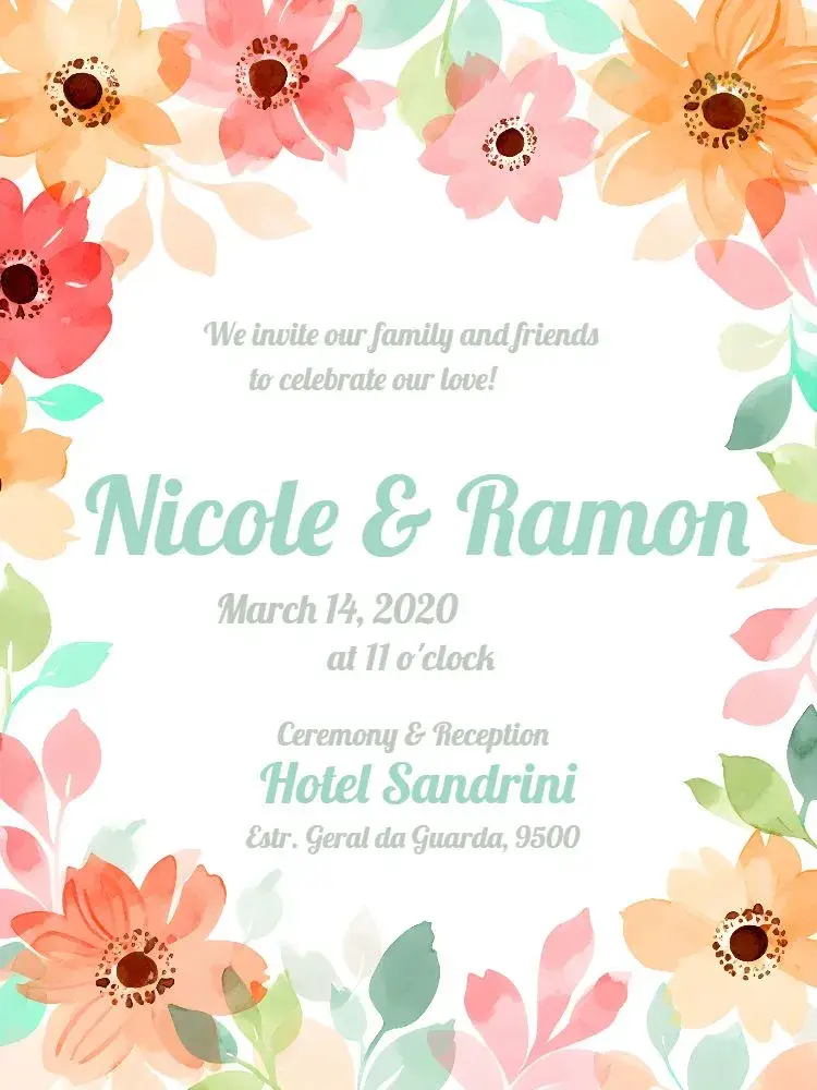 Floral Wedding - Colorful invitation